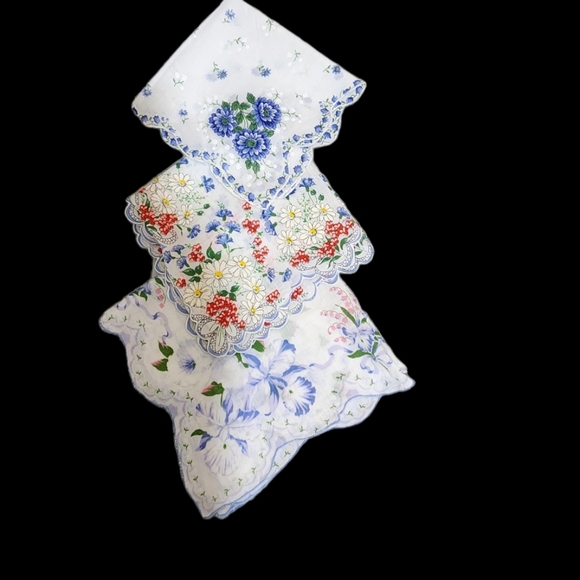 unbranded Other - Three beautiful 1950s floral handkerchiefs #2